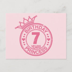 7 år - födelsedagsprinsessan - rosa vykort