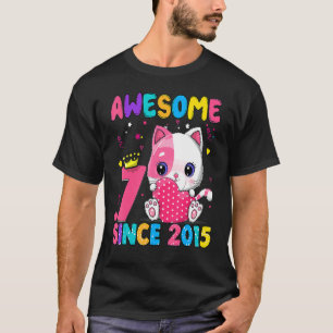 7 år gammal 7:e-födelsedagskalender flickor Cute F T Shirt