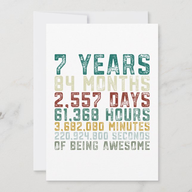 7 år gammal årsdag för flicka för inbjudningar (Framsida)