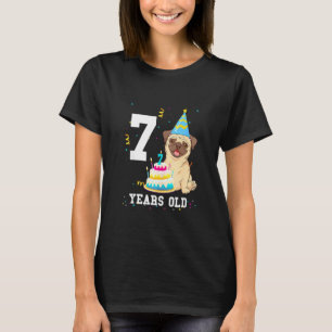 7 År Gammal Födelsedag Mops Hund Älskare Party Poj T Shirt