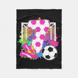 7 år gammal födelsedagsflicka 7-årsdag fotboll tem fleecefilt