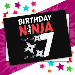7 År Gammal Ninja Fest Stjärnor Kids 7-årsdag Vykort