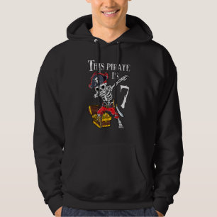 7 år gammal Pirat-födelsedag Dabbing Pirater Treas Hoodie