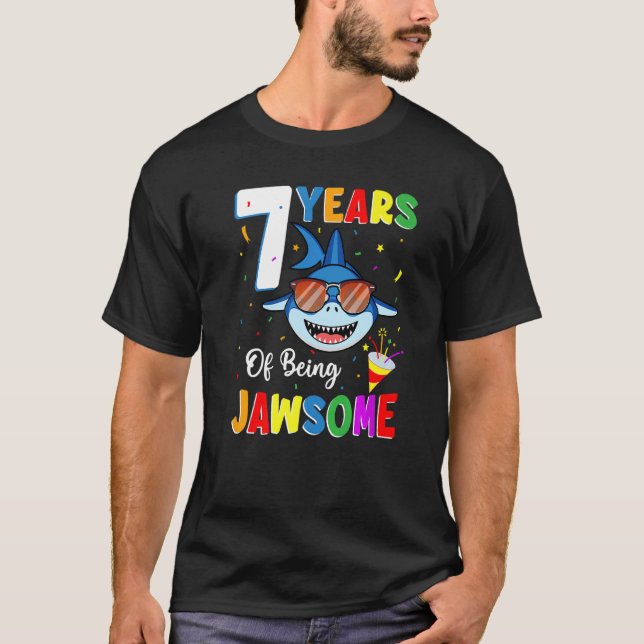 7 år som Jawsome Shark 7:e, 7 år T Shirt (Framsida)
