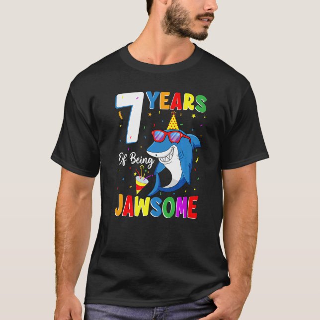7 år som Jawsome Shark 7:e, 7 år T Shirt (Framsida)