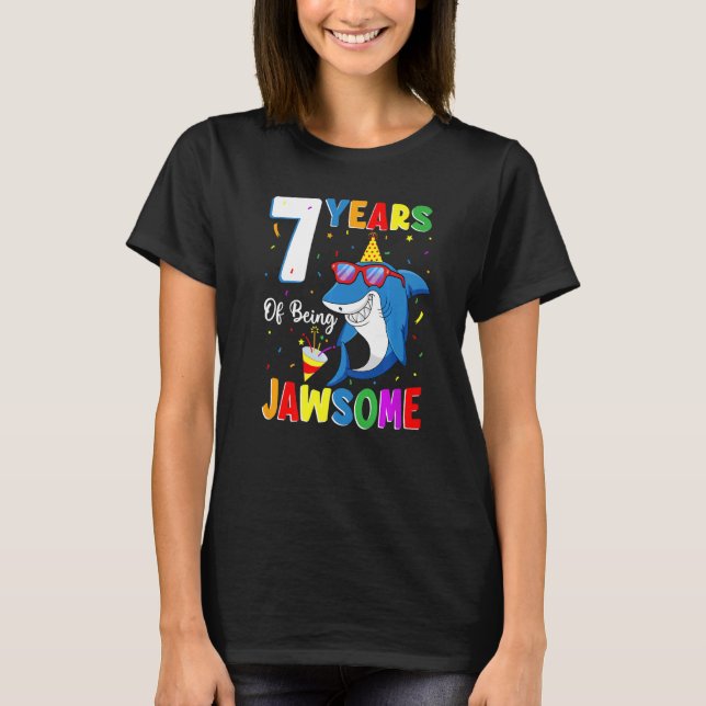 7 år som Jawsome Shark 7:e, 7 år T Shirt (Framsida)
