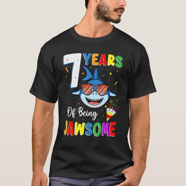 7 år som Jawsome Shark 7:e, 7 år T Shirt (Framsida)