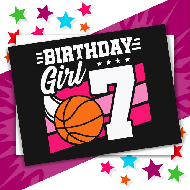 7-årig basketfest 7-års födelsedagsfirande för fli vykort (Skapare uppladdad)