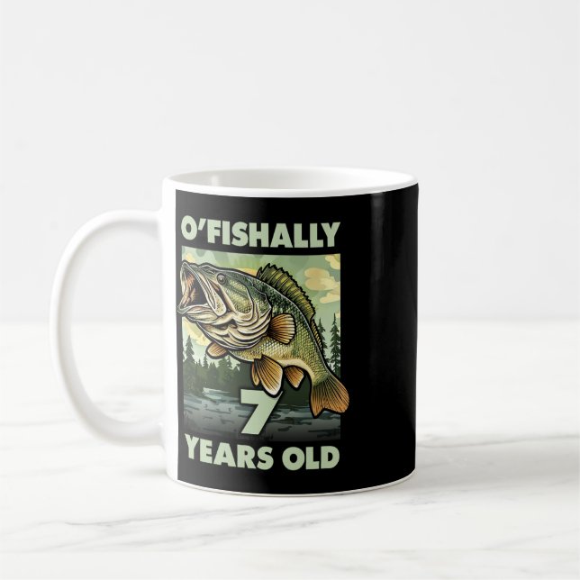 7-årig fiskare O'fishally 7 fiske 7-års födelsedag Kaffemugg (Vänster)