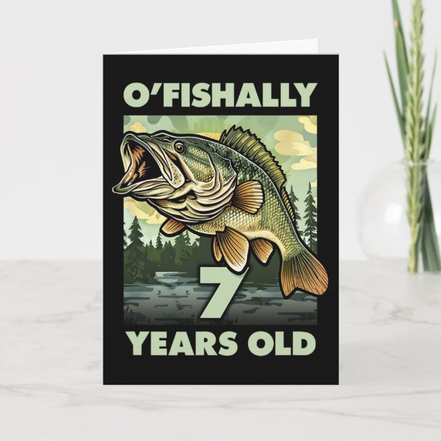 7-årig fiskare O'fishally 7 fiske 7-års födelsedag Kort (Framsida)