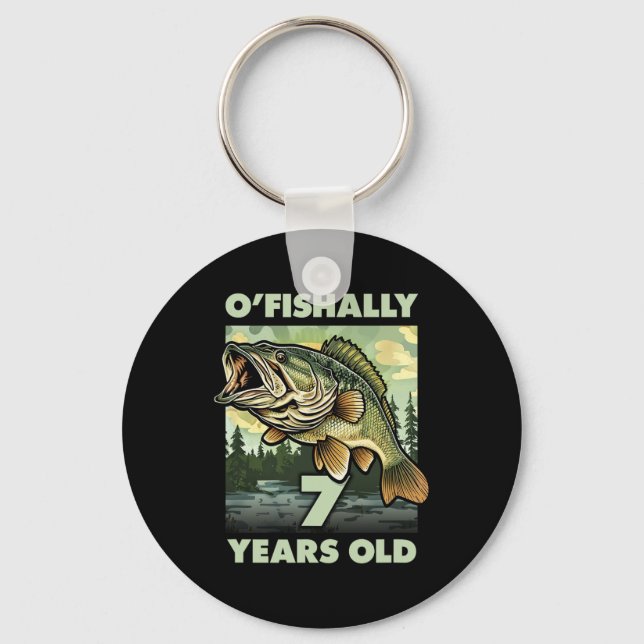 7-årig fiskare O'fishally 7 fiske 7-års födelsedag Nyckelring (Framsida)