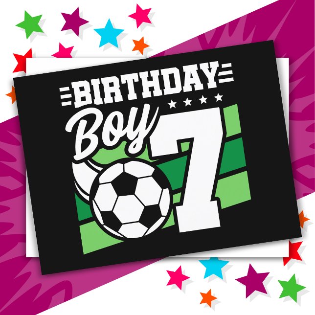 7 Årig Fotbollsfest 7-årsdag Pojke Vykort (Skapare uppladdad)