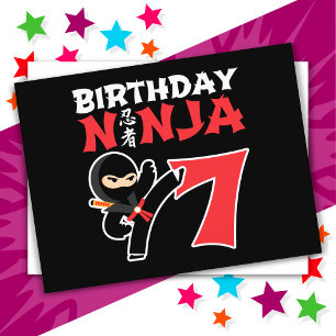 7 Årig Karate Ninja Fest För Barn 7-års Födelsedag Vykort