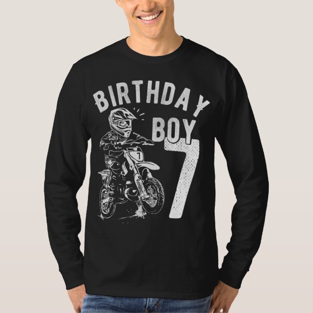 7-årig pojke - Birthday boy - Dirt Cykla - Motor T Shirt (Framsida)