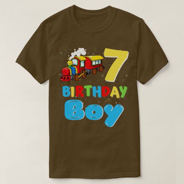 7-årig pojke Tåg Älskare-födelsedagspresent T Shirt (Design framsida)