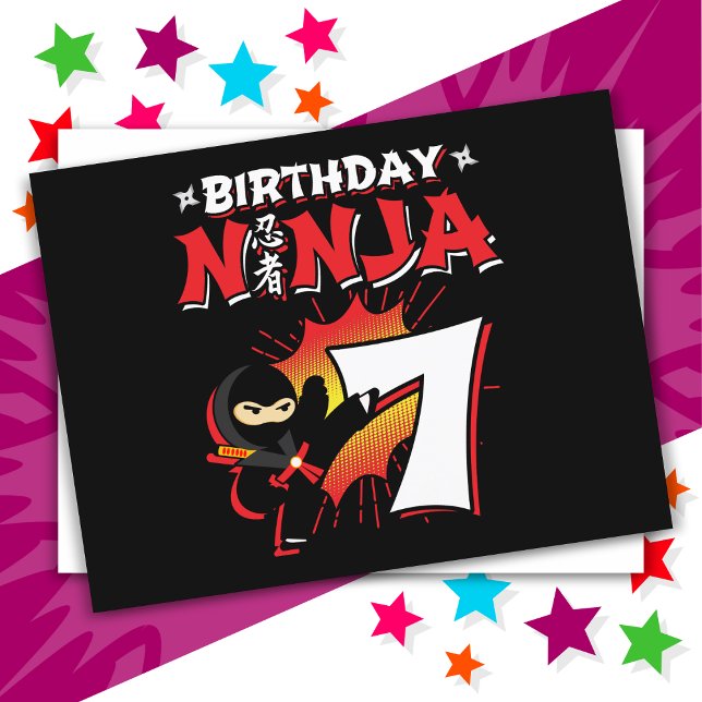 7-årig serietidningsstil Ninja 7-årsdag Vykort (Skapare uppladdad)