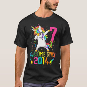 7 års 7:e-födelsedagskalender Unicorn Dabbing Girl T Shirt