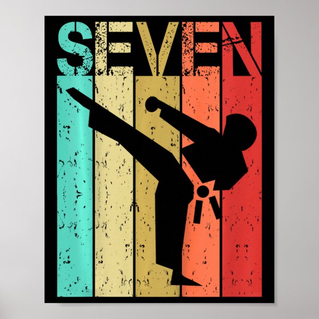 7 års ålder Karate Birthday Boy 7:e Birthday K Poster (Framsidan)