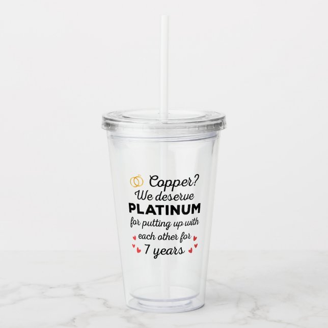 7-års bröllopsdag I - Roligt Kopparpar Take Away Mugg (Framsida)