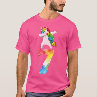 7-års födelsedag Enhörningsälskande tjejer Roligt T Shirt