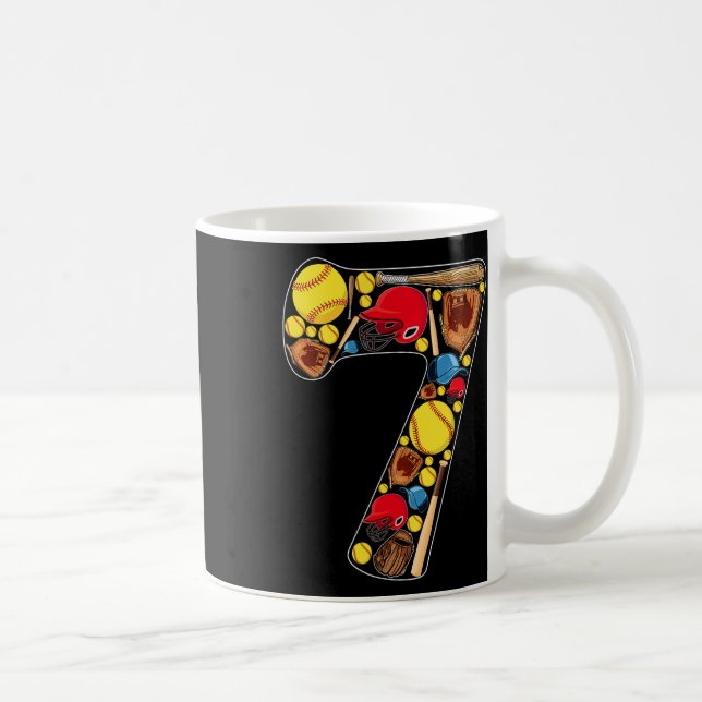 7-års födelsedag flickor Softll tema 7 år gammal f Kaffemugg (Höger)