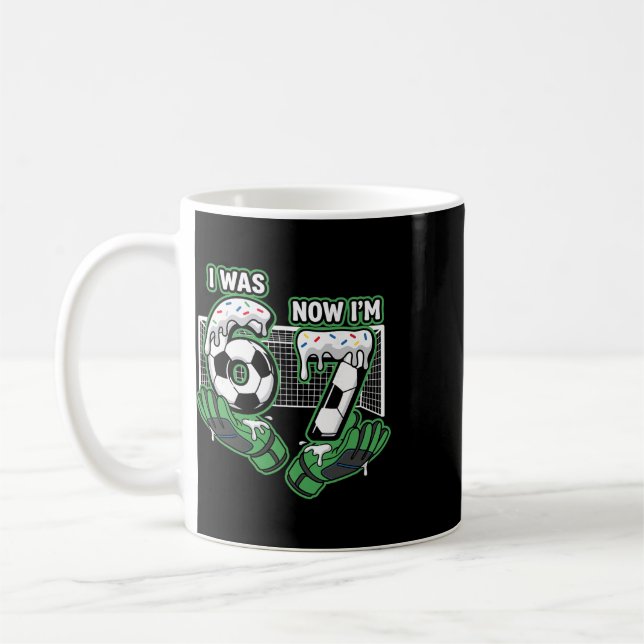 7 Års Födelsedag Fotboll Jag Var 6 Nu Är Jag 7  Kaffemugg (Vänster)