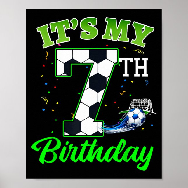7-års födelsedag fotboll pojke flicka barn fotboll poster (Framsidan)