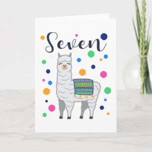7 års födelsedag Gift Kids Llama Alpaca Kort