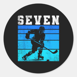 7-års födelsedag ishockey pojkar sju hockey födels runt klistermärke