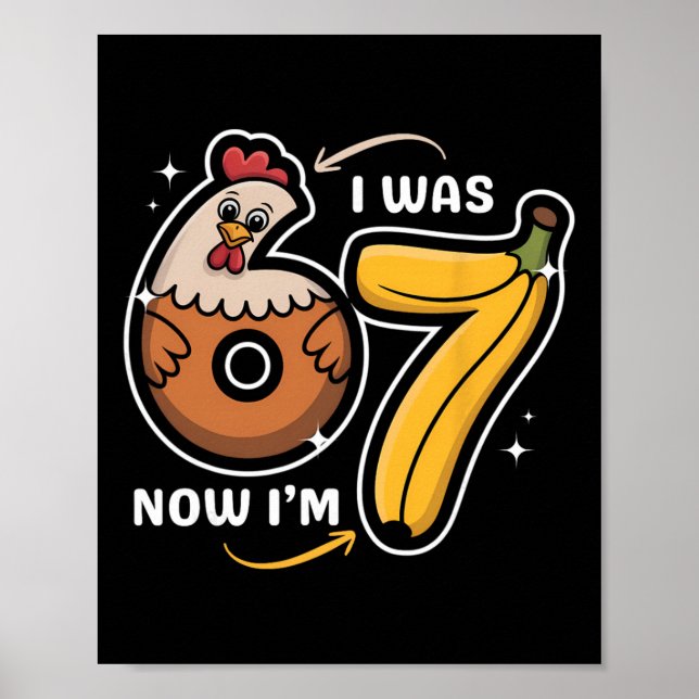 7 Års Födelsedag Jag Var 6 Nu Är Jag 7 Kyckling Na Poster (Framsidan)