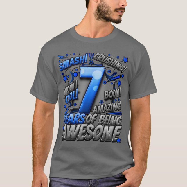 7-års födelsedag Seriestil Awesome Sedan 2016 7 år T Shirt (Framsida)
