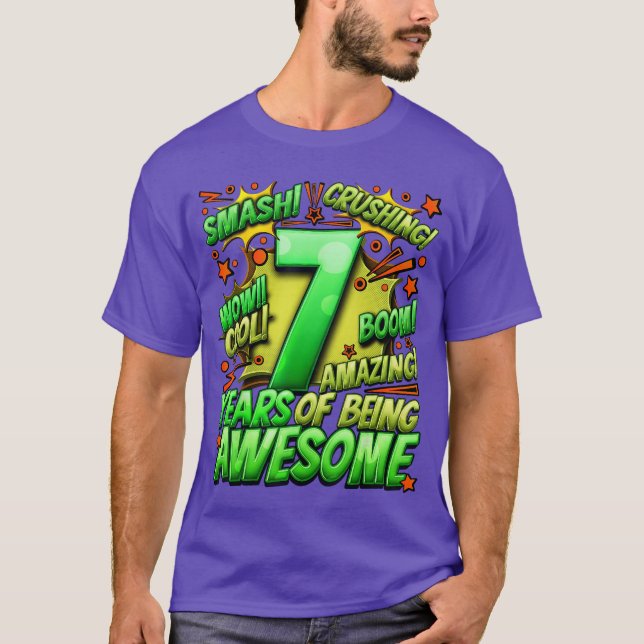 7-års födelsedag Seriestil Awesome Sedan 2016 7 år T Shirt (Framsida)