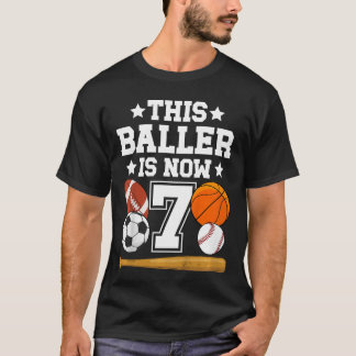 7-års födelsedag Sport födelsedagsfest Sju år gamm T Shirt