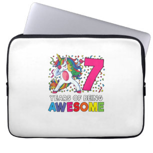 7-års födelsedags Dabbing Enhörning Present 7 År G Laptop Fodral