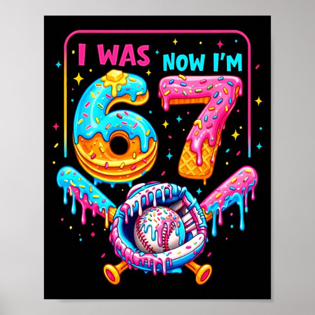 7-års födelsedags pojkar Jag var 6 nu är jag 7 bas Poster (Framsidan)