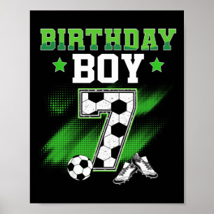7-års födelsedags pojke fotboll 7 år gammal sport poster