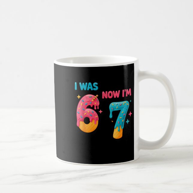 7 Års Födelsedags T-Shirt Var 6 Nu Är Jag 7 67 Rol Kaffemugg (Höger)