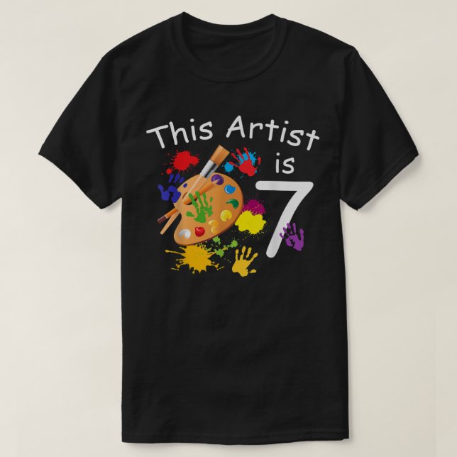 7 års Födelsedagsfest 7:e Little Art Painting T Shirt (Design framsida)