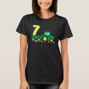 7 års Födelsedagsfest av Grönt Farm Tractor Farme T Shirt