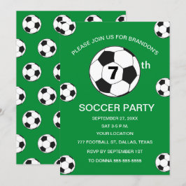 7-års födelsedagsfest Fotboll Grön Pojkar Sport Inbjudningar
