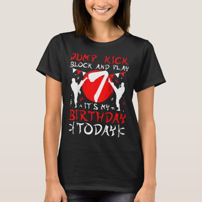 7-års födelsedagsfest Karate 7 år gammal Karate Fö T Shirt (Framsida)