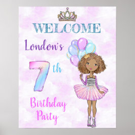 7-års födelsedagsflicka prinsessa afroamerikansk poster