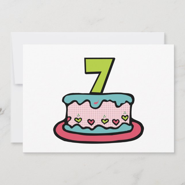 7-års födelsedagstårta kort (Framsida)