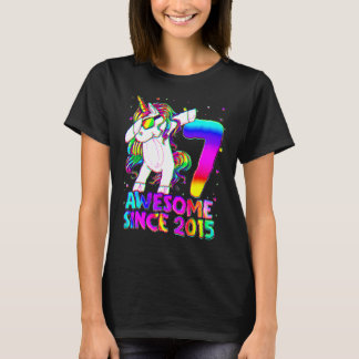 7 års Gamla Unicorn Dabbing 7:e Birthday Girl Unic T Shirt