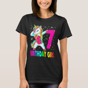 7 års Gamla Unicorn Dabbing 7:e Birthday Girl Unic T Shirt