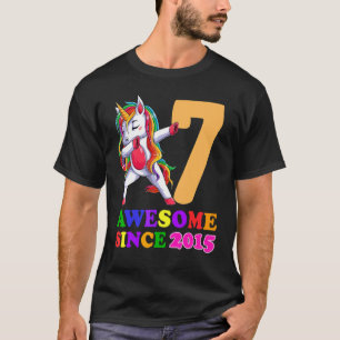 7 års Gamla Unicorn Dabbing 7:e Birthday Girl Unic T Shirt