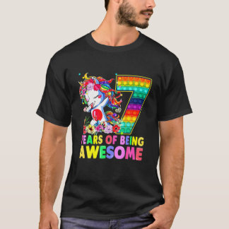 7 års Gamla Unicorn Dabbing 7:e Birthday Girl Unic T Shirt