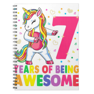7 års Gamla Unicorn Flossing 7:e Birthday Girl Uni Anteckningsbok