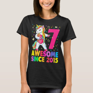 7 års Gamla Unicorn Flossing 7:e Birthday Girl Uni T Shirt