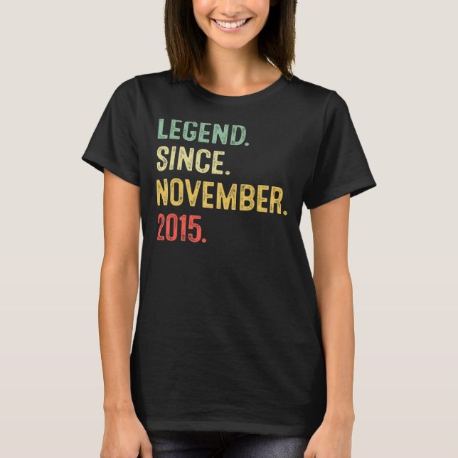7 års gammal 7:e-födelsedagslegend sedan november t shirt (Framsida)
